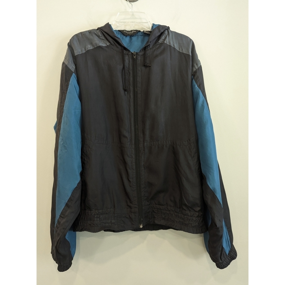 Christian Dior Monsieur Vintage Silk Hooded Zip Up Jacket Large
